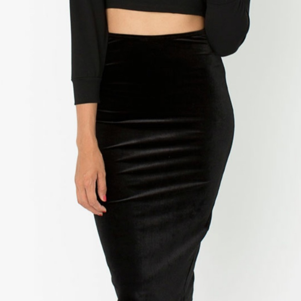 Black Velvet Pencil Skirt | Jana